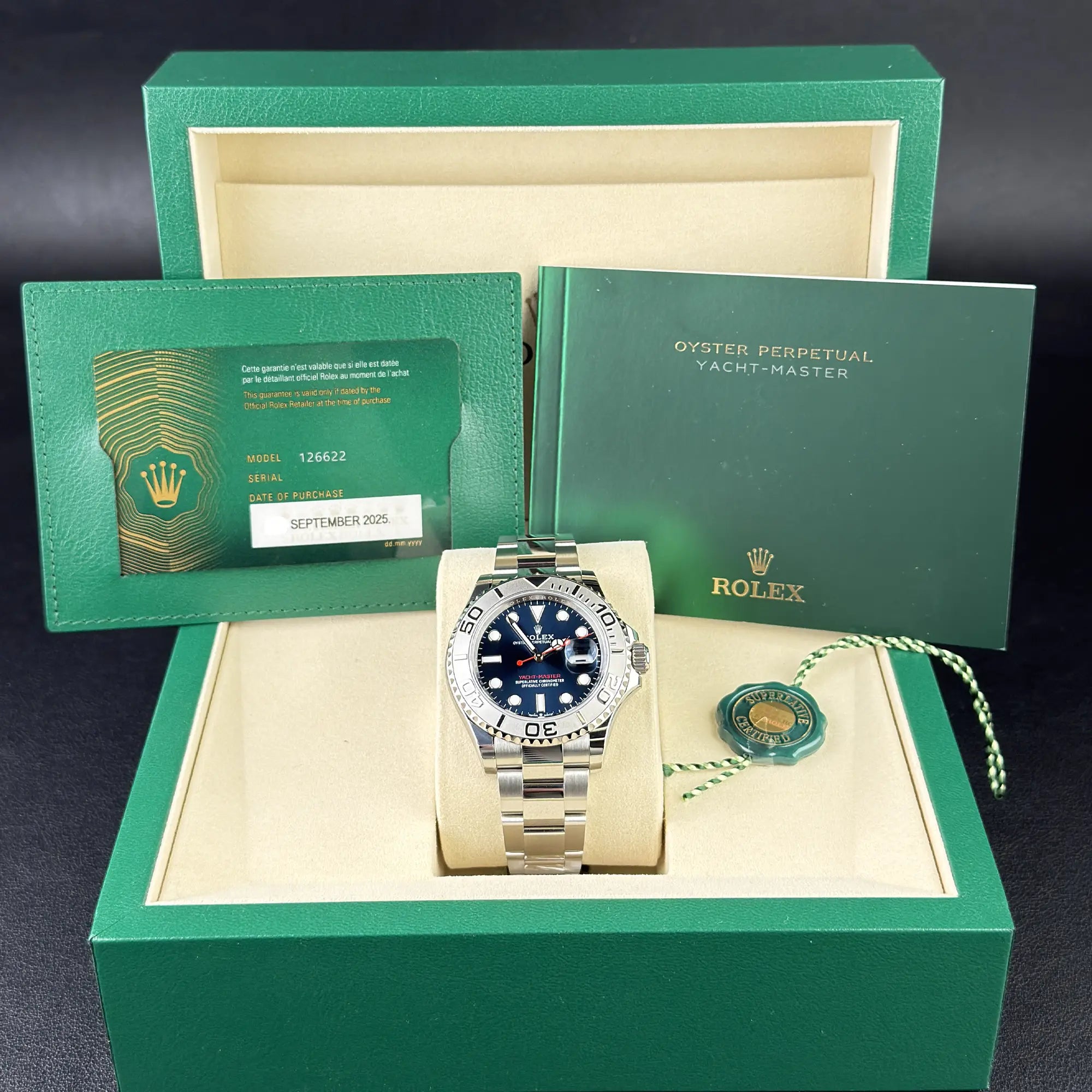 Rolex Yacht-Master 40 Blue Dial Oystersteel Platinum Oyster 126622 - Full set