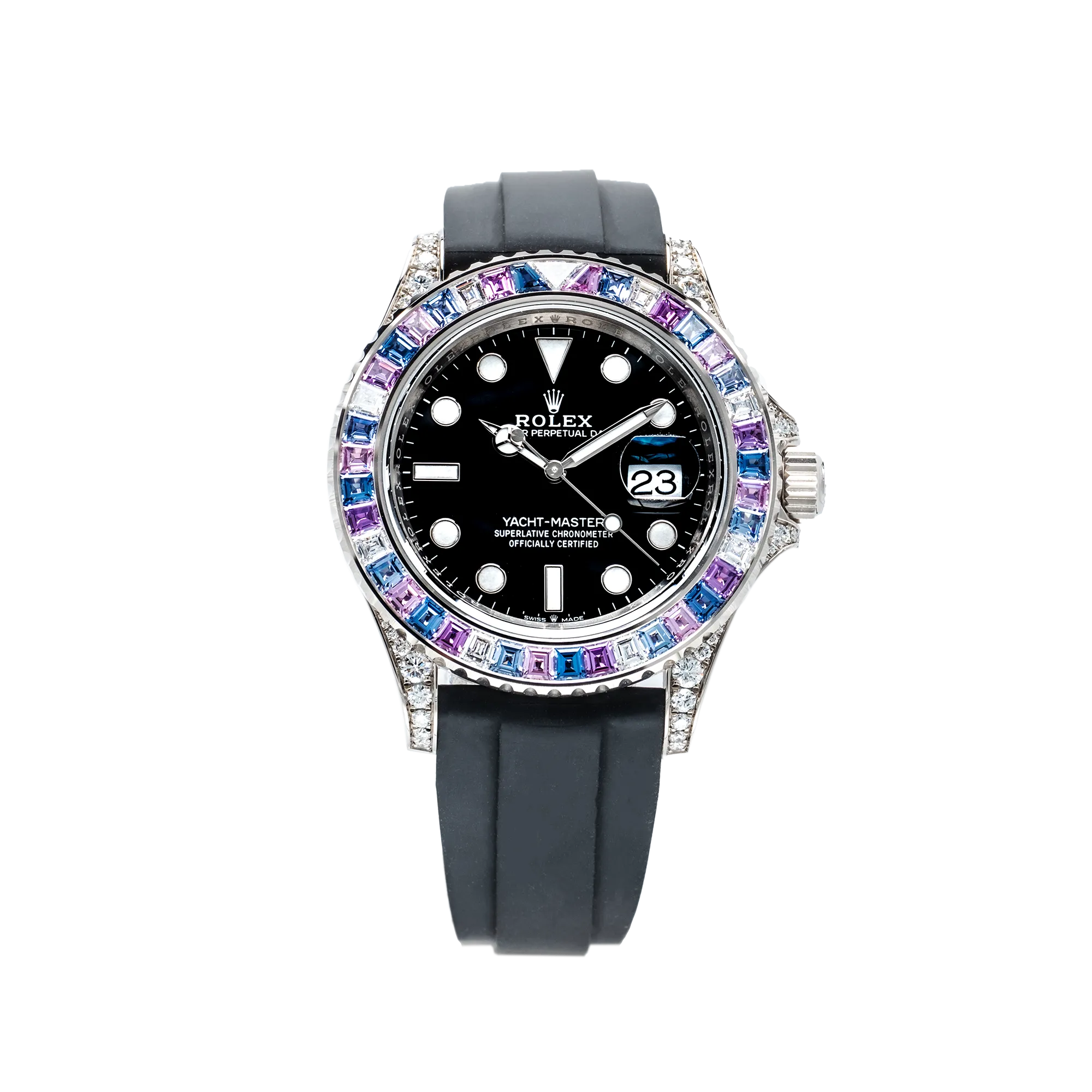 Rolex Yacht-Master “Cotton Candy” White Gold Black Dial Oysterflex 126679SABR - Front