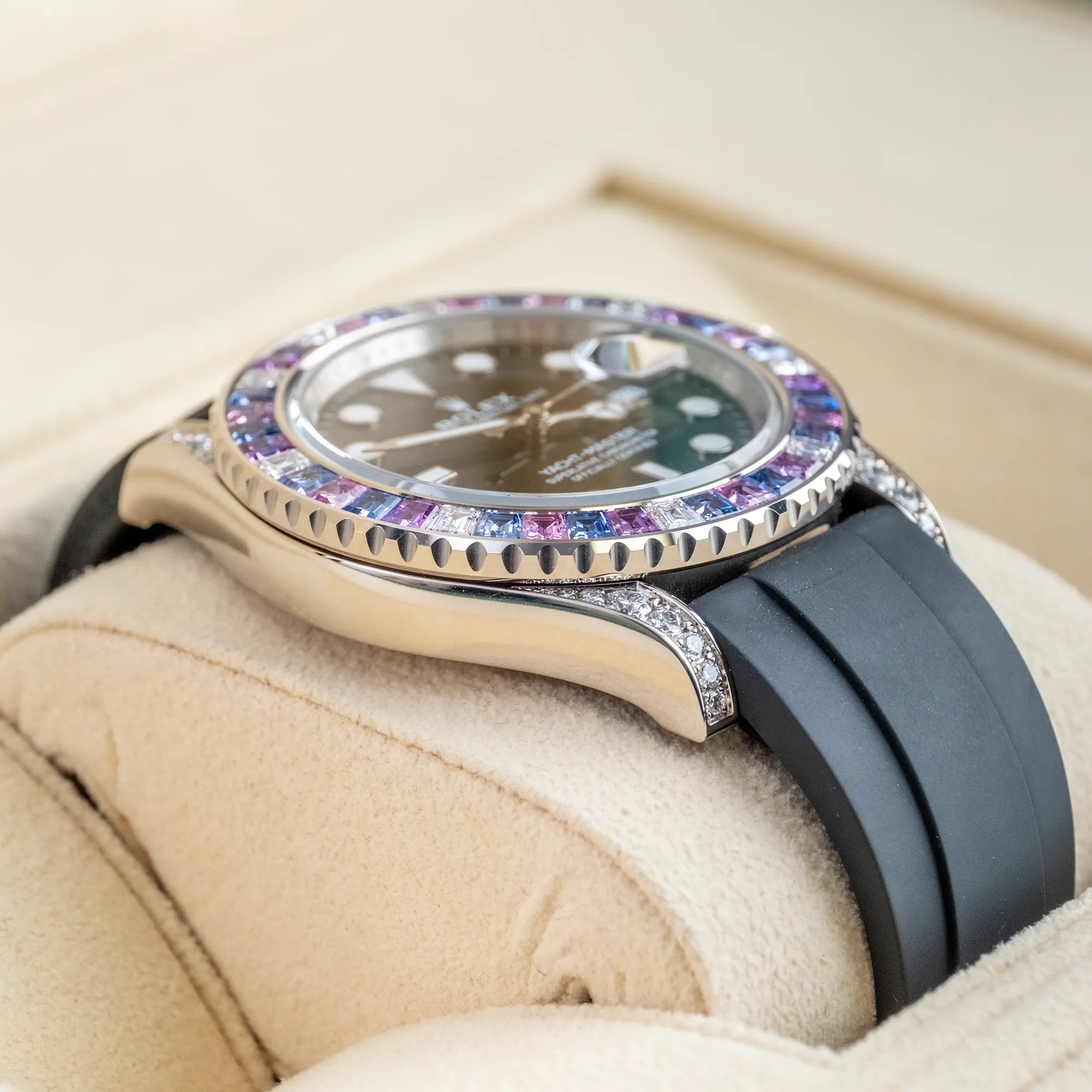 Rolex Yacht-Master “Cotton Candy” White Gold Black Dial Oysterflex 126679SABR - Left