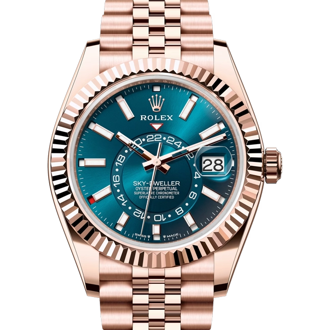 Rolex Sky Dweller Rose Gold Blue Green Jubilee Tiger