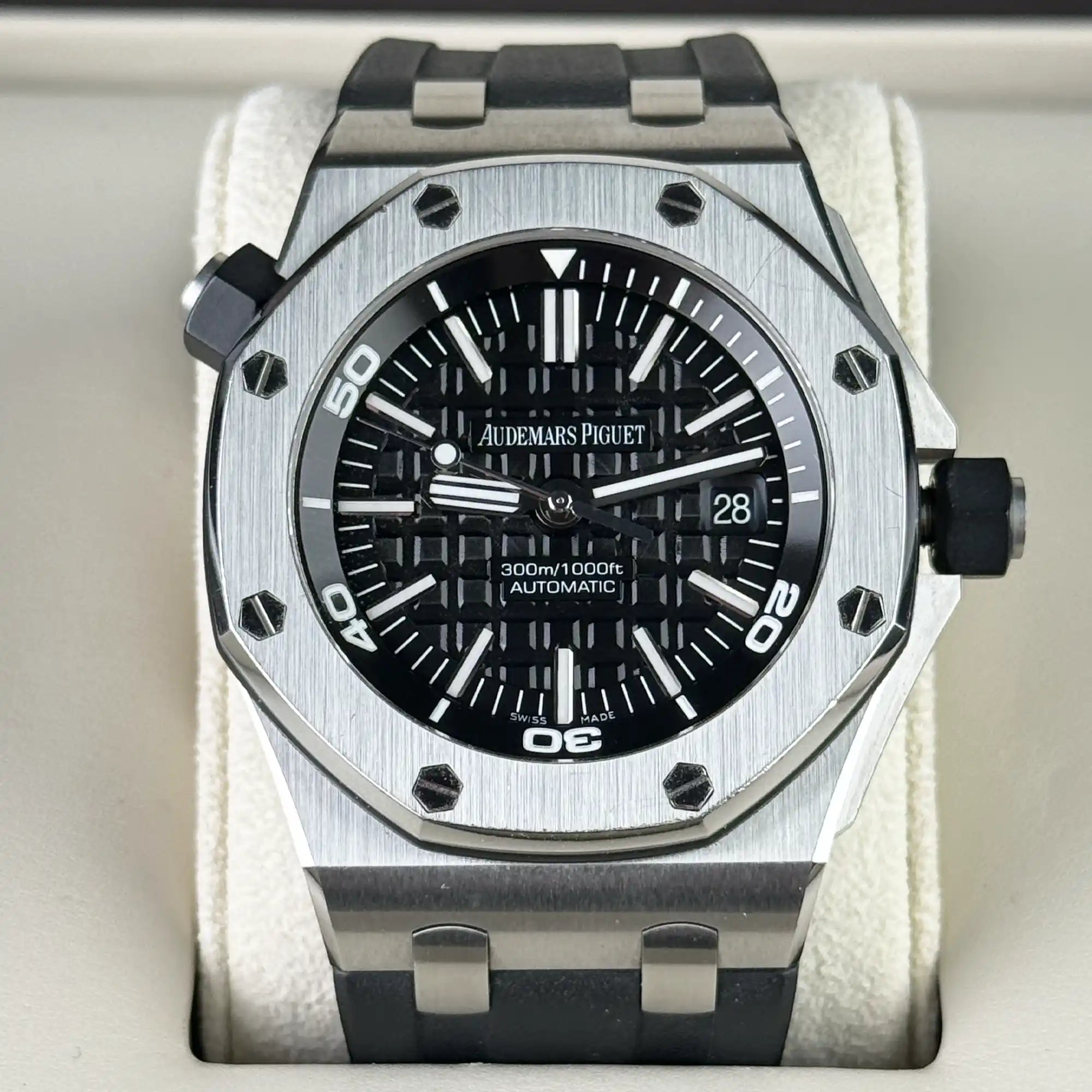 Audemars Piguet Royal Oak Offshore Diver Black Dial Stainless Steel 15710ST.OO.A002CA.01 - 2012 Pre-Owned - Front