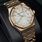 Audemars Piguet Royal Oak Silver Dial Rose Gold Diamond Bezel 15551OR.ZZ.1356OR.04 - 2026 Pre-Owned Mint - Left