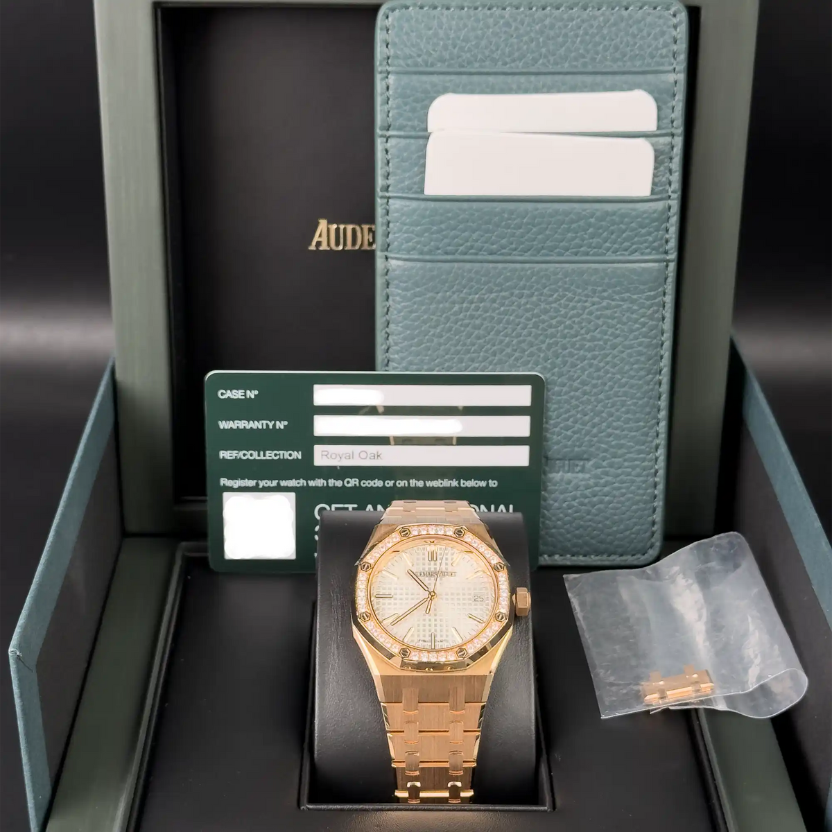 Audemars Piguet Royal Oak Silver Dial Rose Gold Diamond Bezel 15551OR.ZZ.1356OR.04 - 2026 Pre-Owned Mint - Set