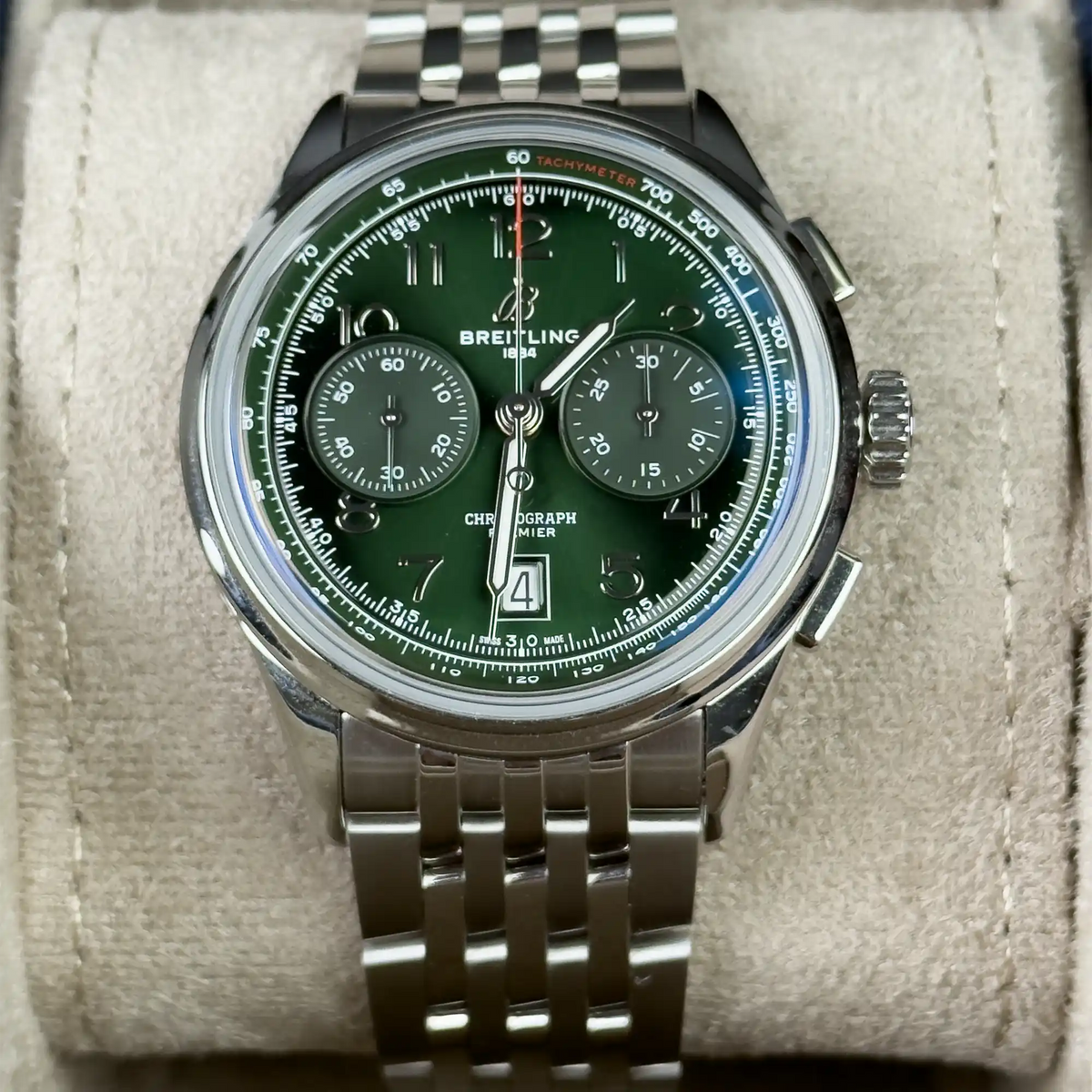 Breitling Premier B01 Chronograph Green Dial 42mm AB0145 - Front