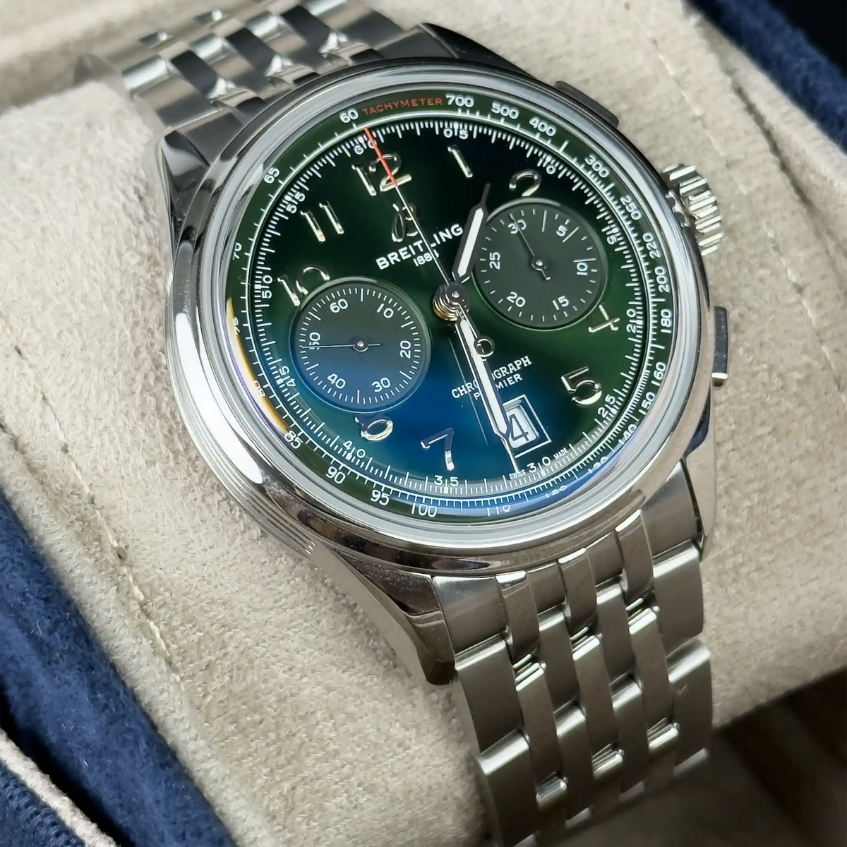 Breitling Premier B01 Chronograph Green Dial 42mm AB0145 - Left
