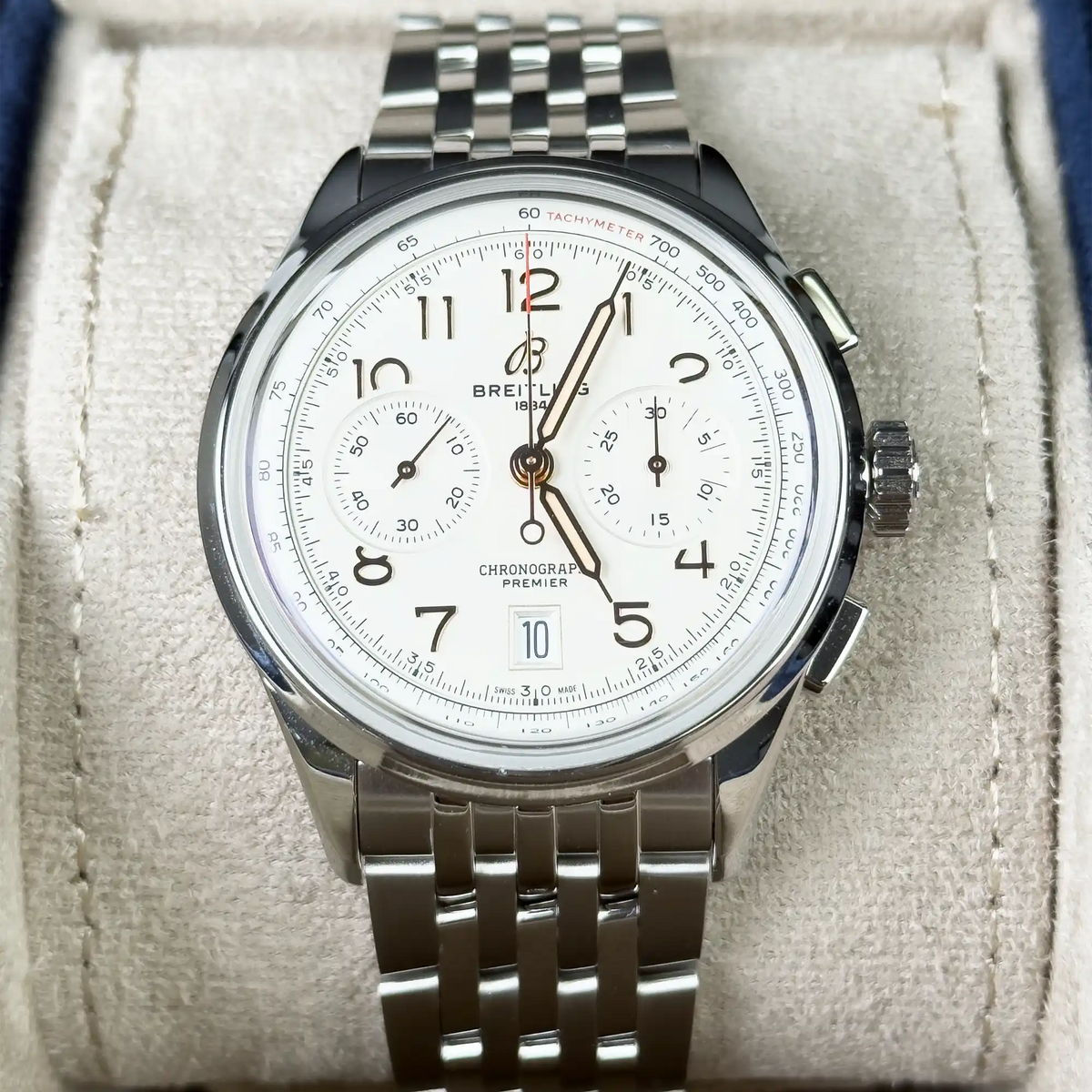 Breitling Premier B01 Chronograph White Dial 42mm AB0145- Front