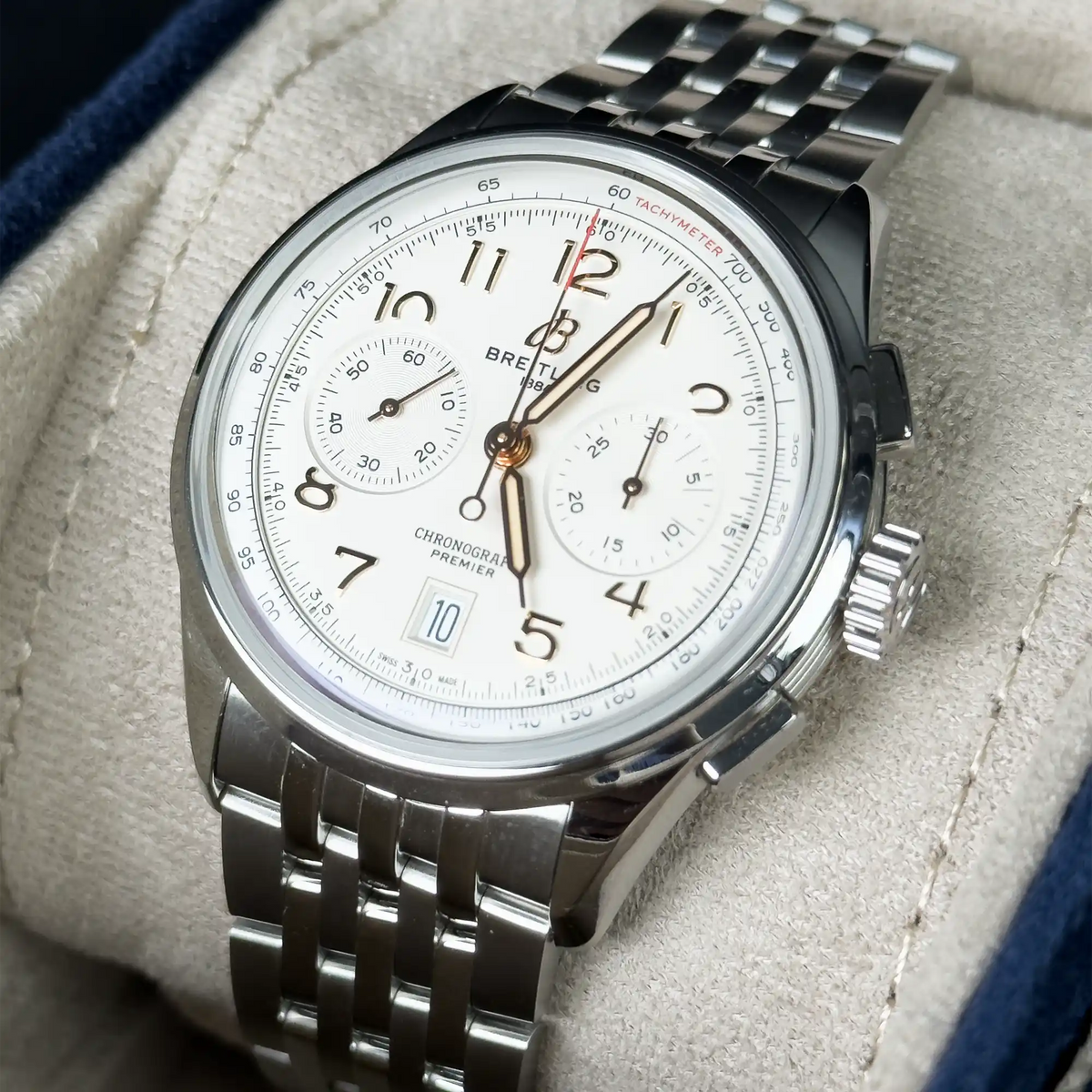 Breitling Premier B01 Chronograph White Dial 42mm AB0145 - Right