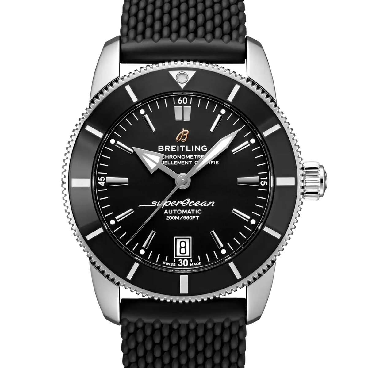 Breitling Superocean Heritage Black Dial Rubber Strap 42mm AB2010