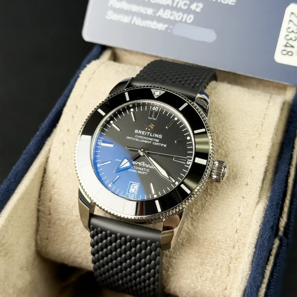 Breitling Superocean Heritage Black Dial Rubber Strap 42mm AB2010 - Full set