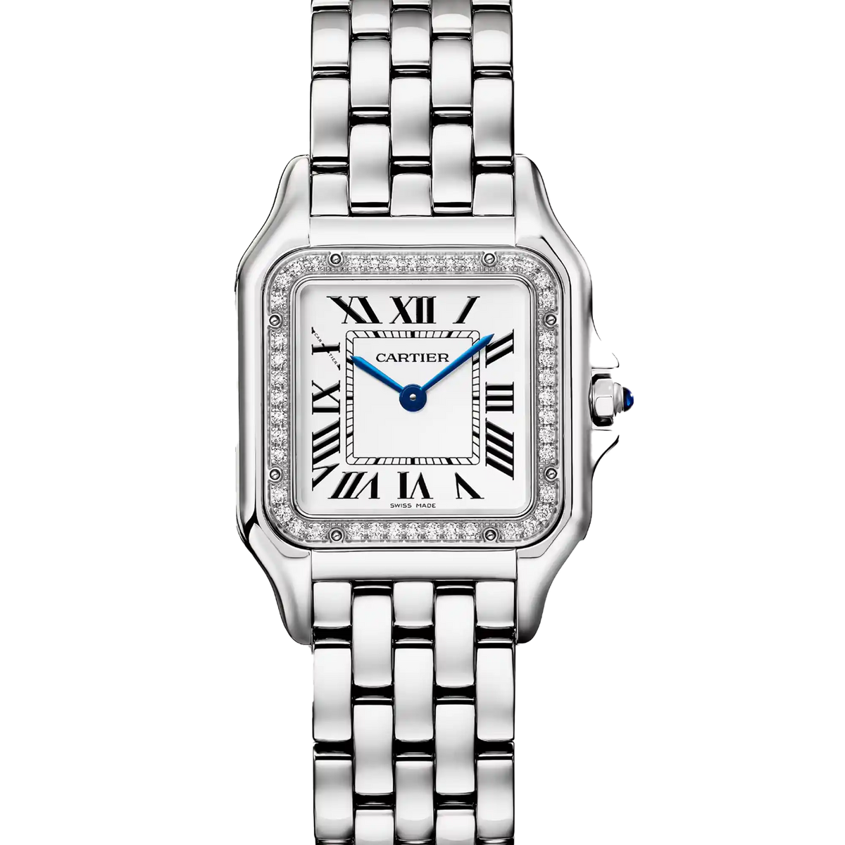 Cartier Panthère de Medium Silvered Dial Diamond Bezel Steel 27mm W4PN0018