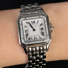 Cartier Panthère de Medium Silvered Dial Diamond Bezel Steel 27mm W4PN0018 - Wrist 