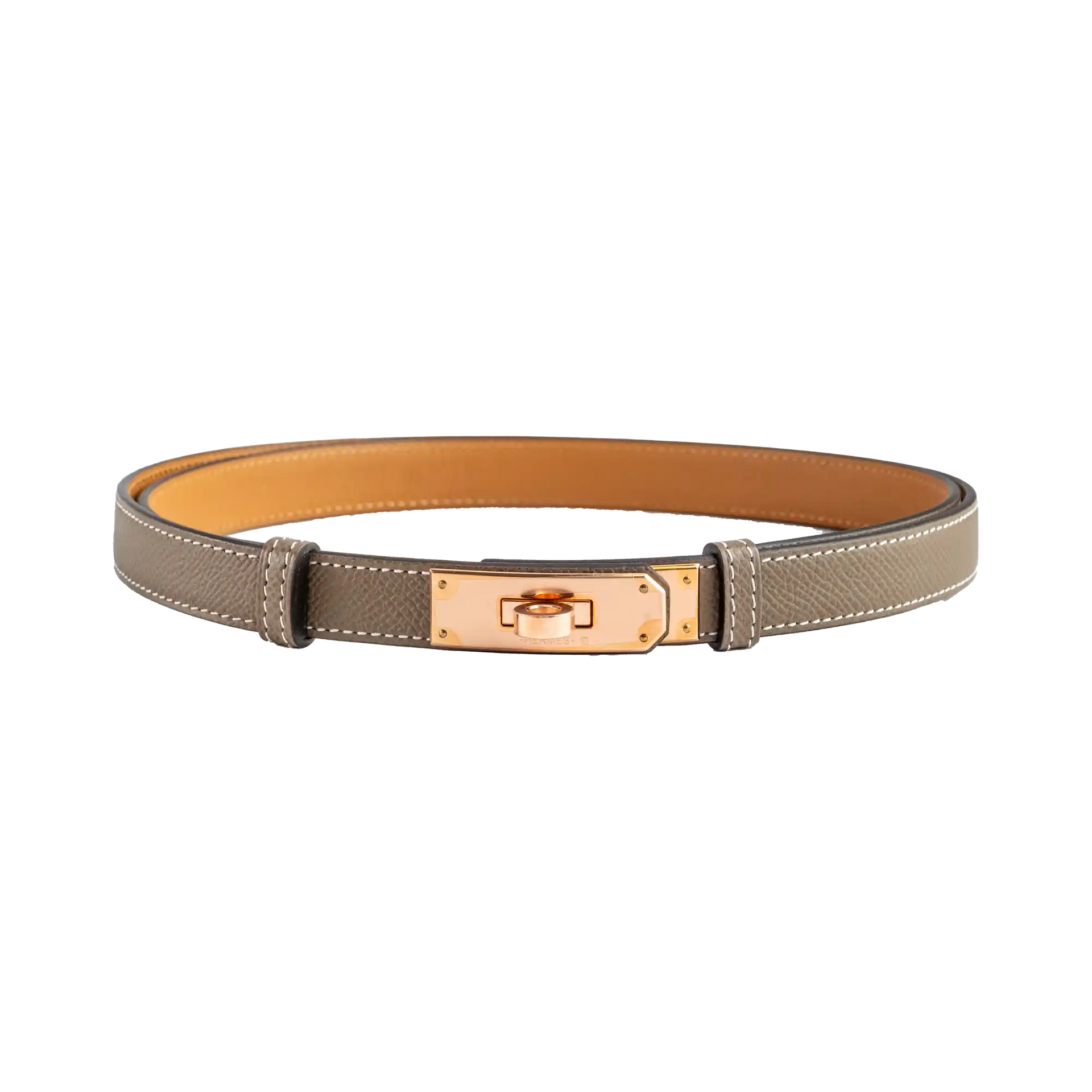 Hermes Kelly 18 Belt Etoupe Rose Gold – Tiger River Watches