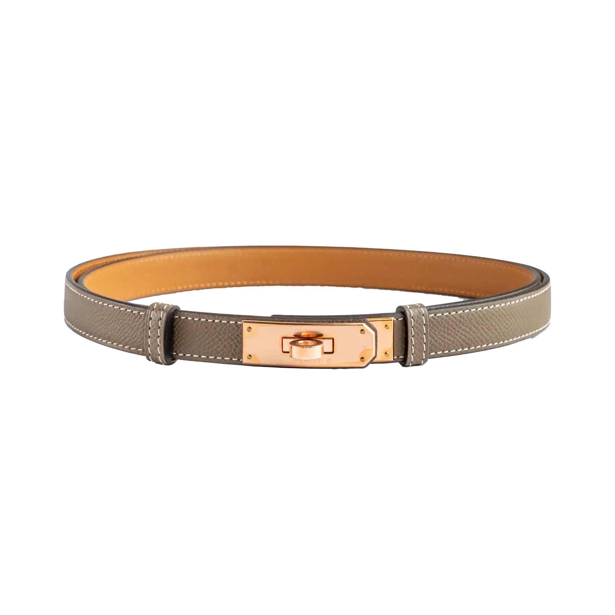 Hermès Kelly 18 Belt Etoupe Rose Gold