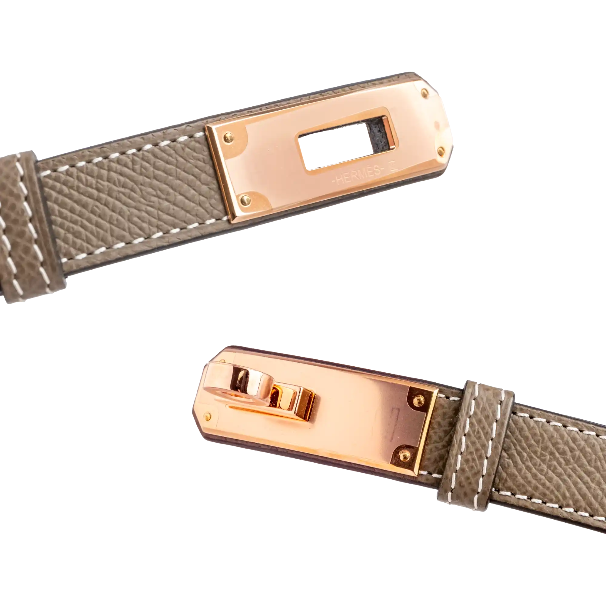 Hermès Kelly 18 Belt Etoupe Rose Gold - Detail 2
