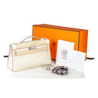 Hermès Kelly Pochette Nata Ostrich White Palladium Hardware - Full set