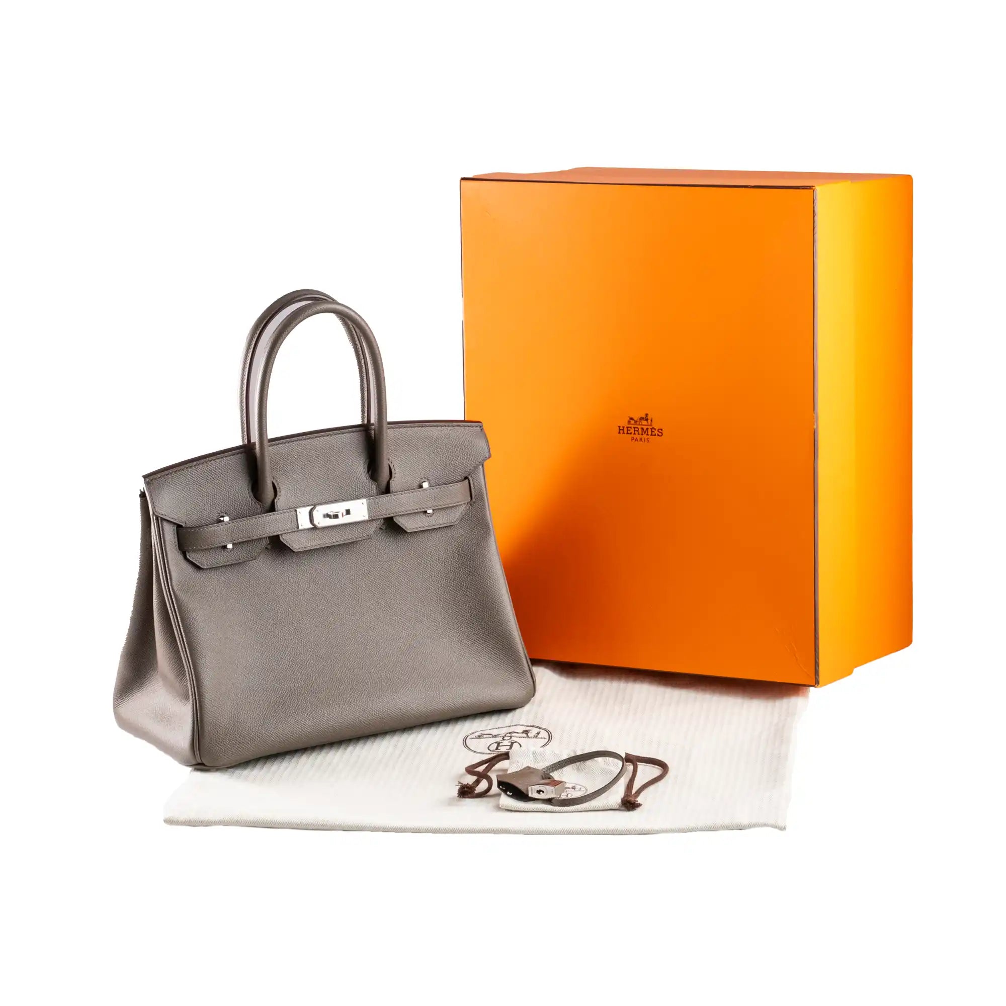 Hermes Birkin 30 Etain Epsom Leather Palladium Hardware - Full set