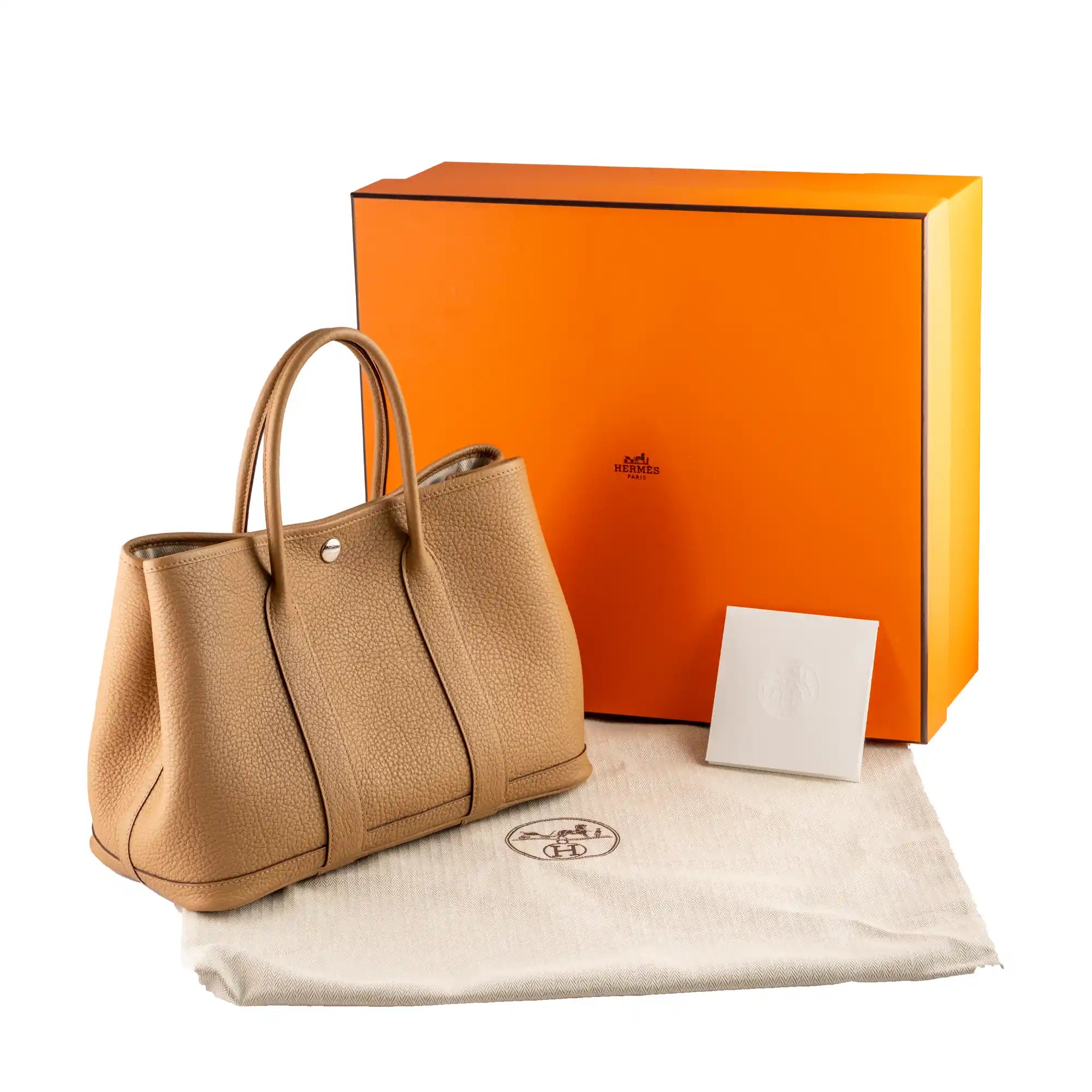 Hermes Garden Party 30 TPM Biscuit Negonda Palladium Plated Hardware - Full set