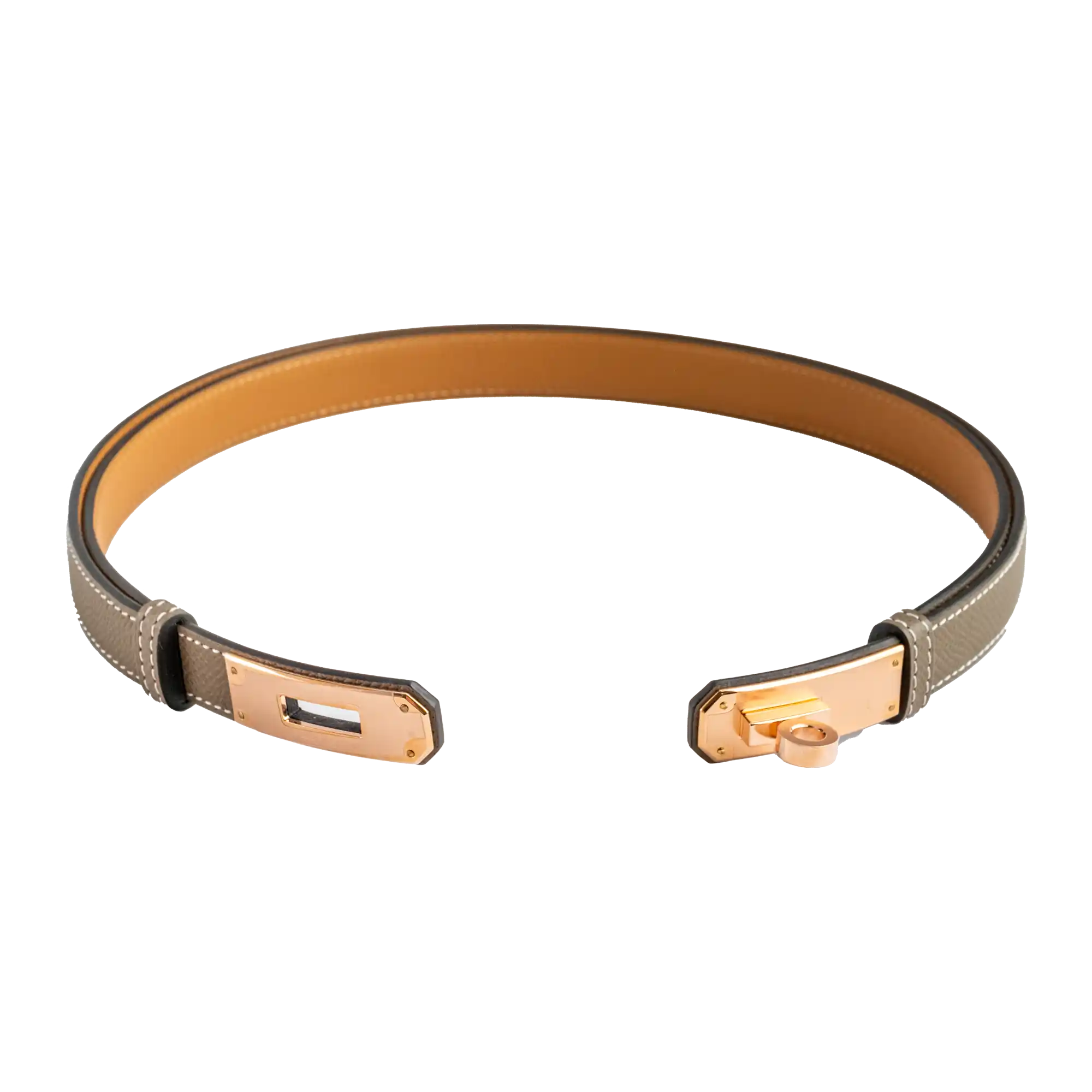 Hermes Kelly 18 Belt Etoupe Rose Gold - Detail