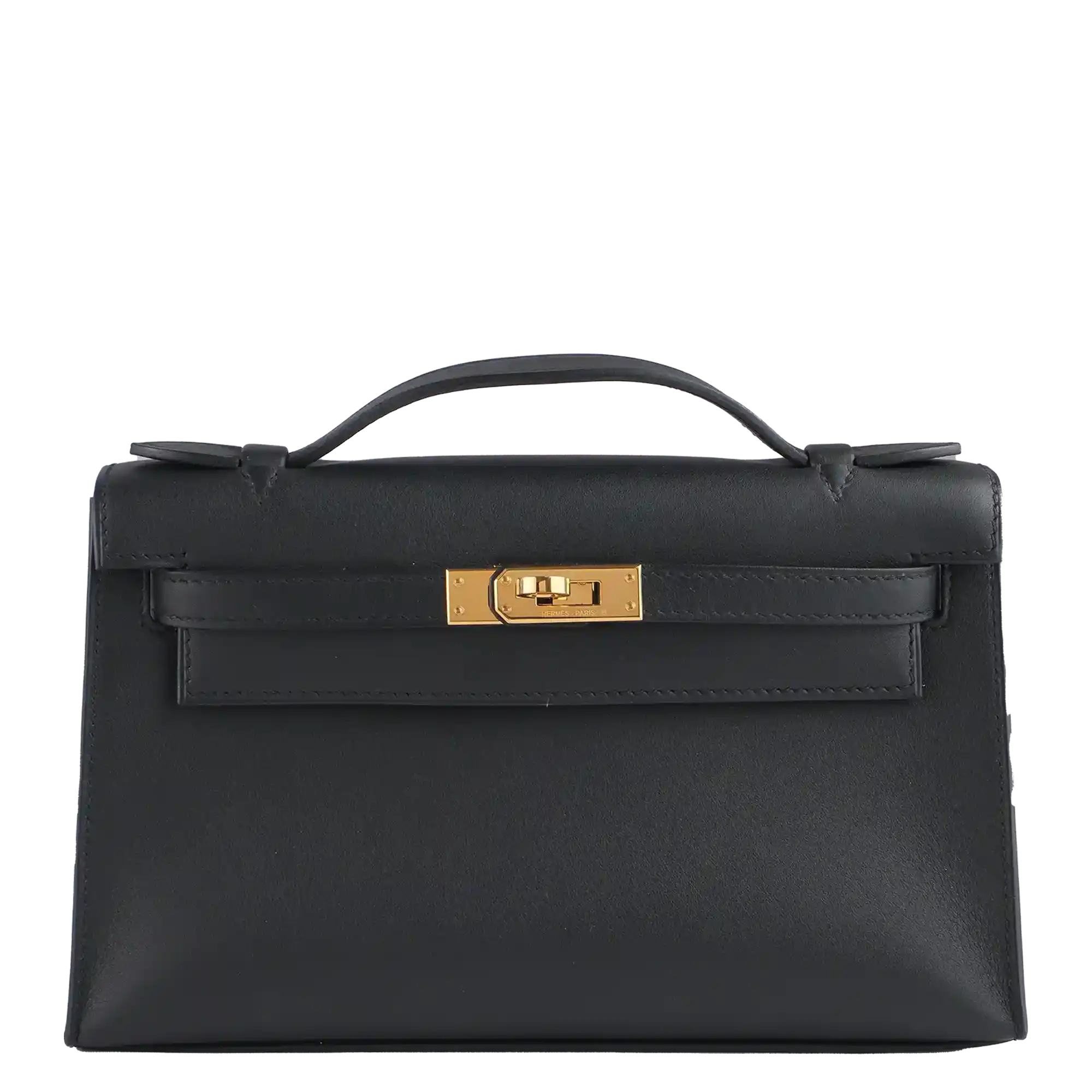 Hermès Kelly Pochette Black Swift Leather Gold Hardware
