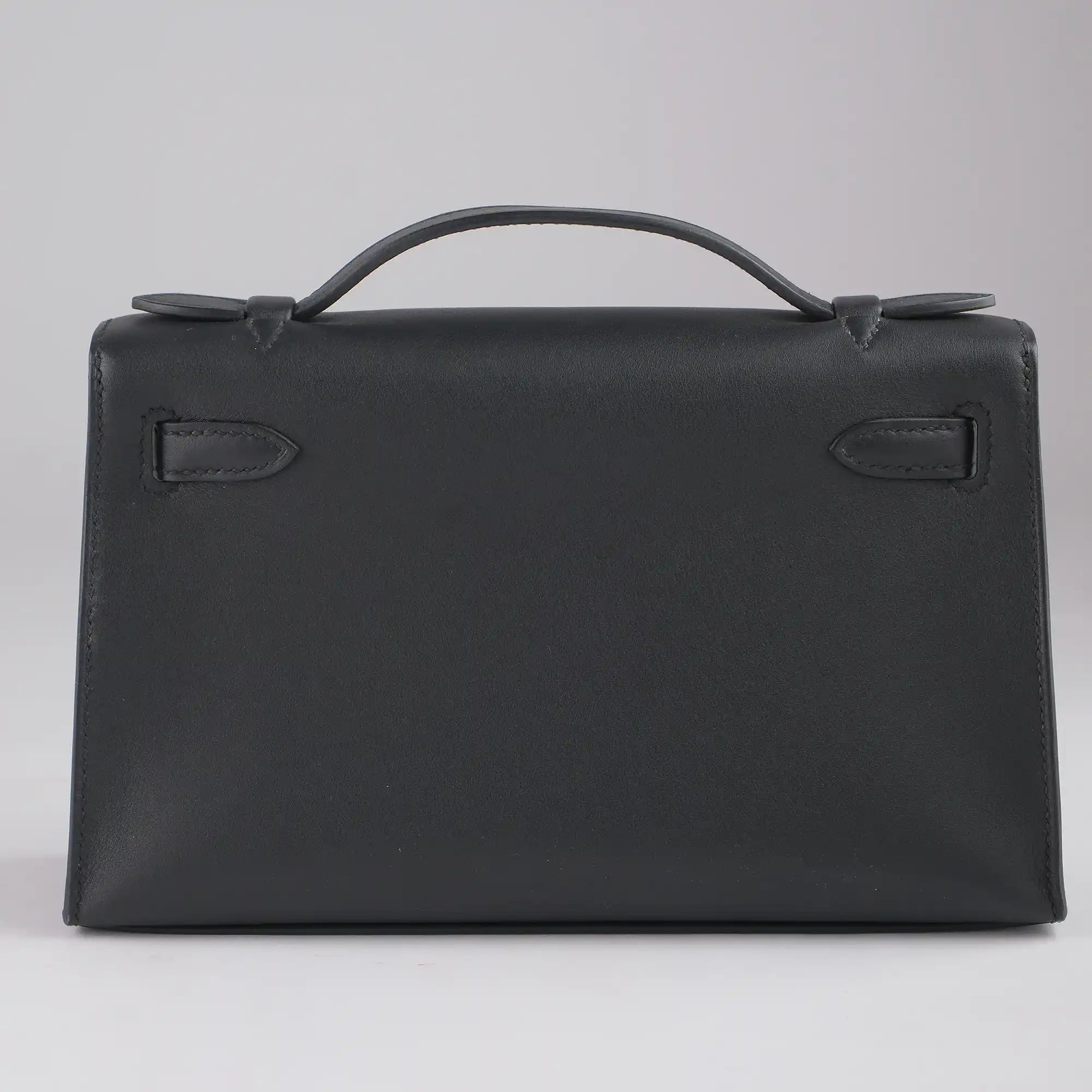 Hermès Kelly Pochette Black Swift Leather Gold Hardware - Back
