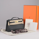 Hermès Kelly Pochette Black Swift Leather Gold Hardware - Full set