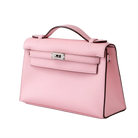 Hermes Kelly Pochette Rose Sakura Swift Palladium Hardware - Side 1
