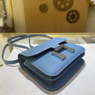 Hermes Mini Constance Blue Jean Epsom Palladium Hardware - Left