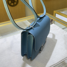 Hermes Mini Constance Blue Jean Epsom Palladium Hardware - Top left