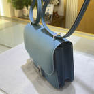 Hermes Mini Constance Blue Jean Epsom Palladium Hardware - Top right