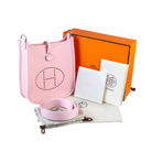 Hermes Mini Evelyne TPM Sakura Pink Clemence Palladium Hardware - Full set
