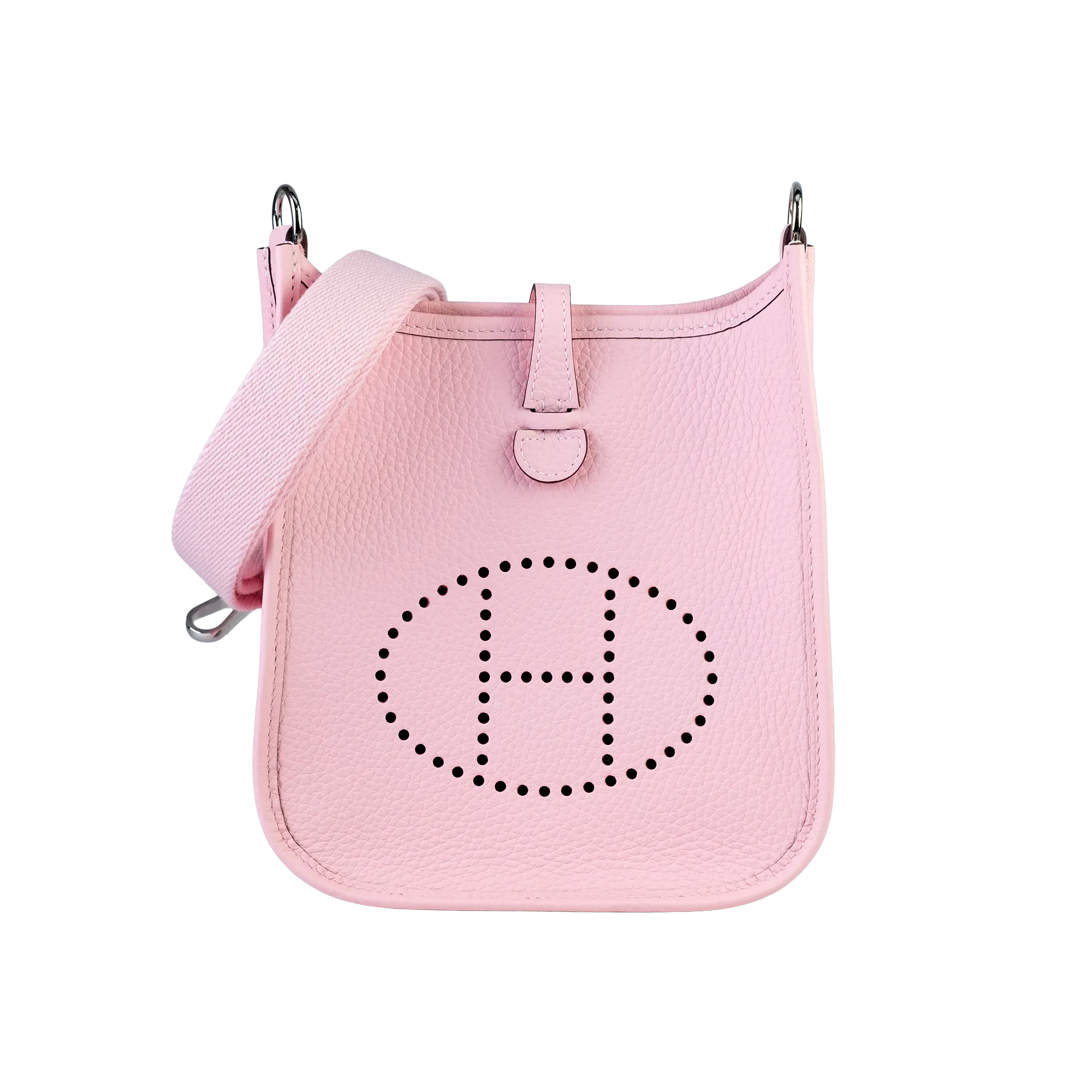 Hermes Mini Evelyne TPM Sakura Pink Clemence Palladium Hardware - Strap