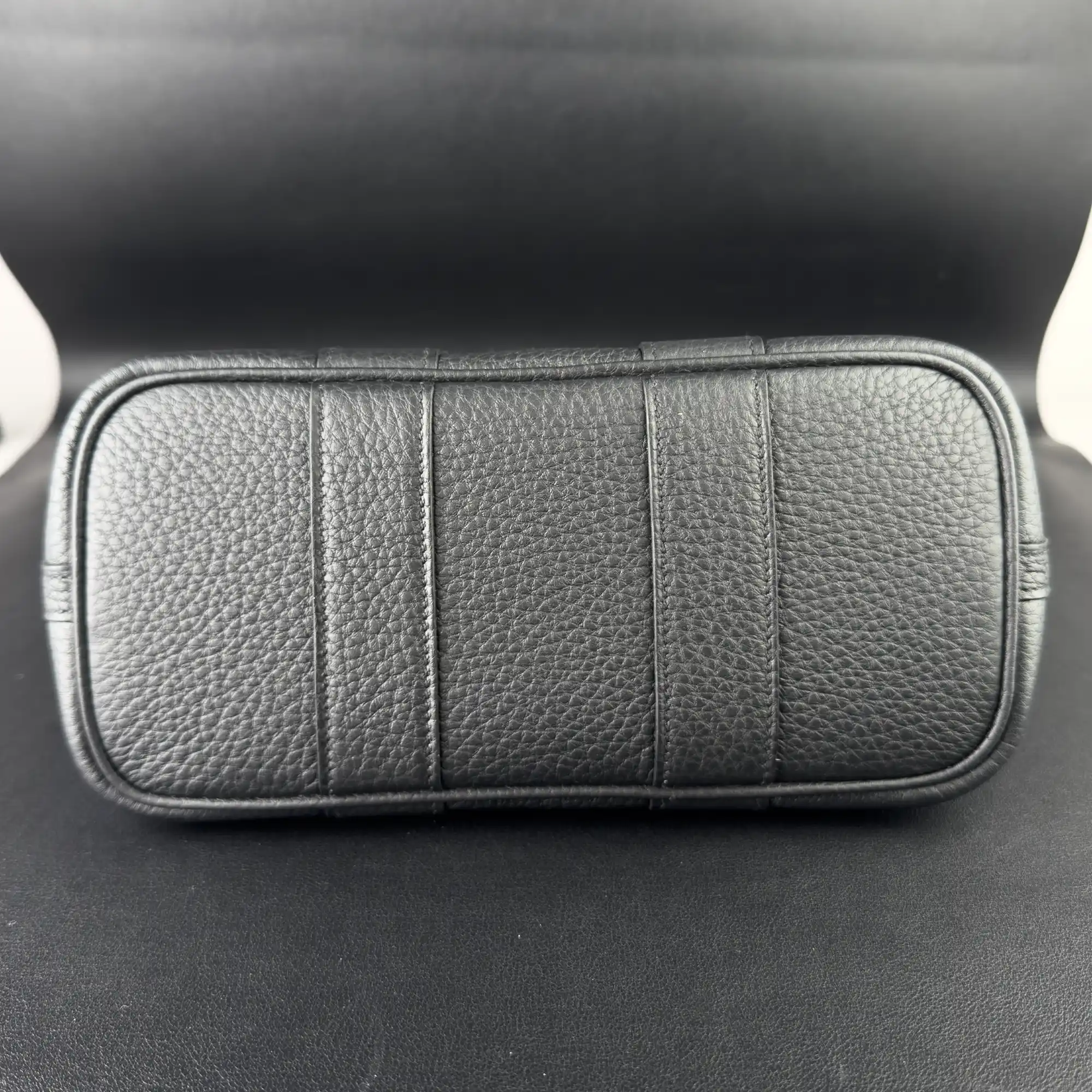 Hermes Mini Garden Party 23 Denim Black Strap Palladium Hardware - Bottom