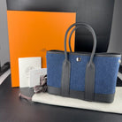 Hermes Mini Garden Party 23 Denim Black Strap Palladium Hardware - Full set