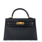 Hermès Mini Kelly II 20 Black Epsom Gold Hardware