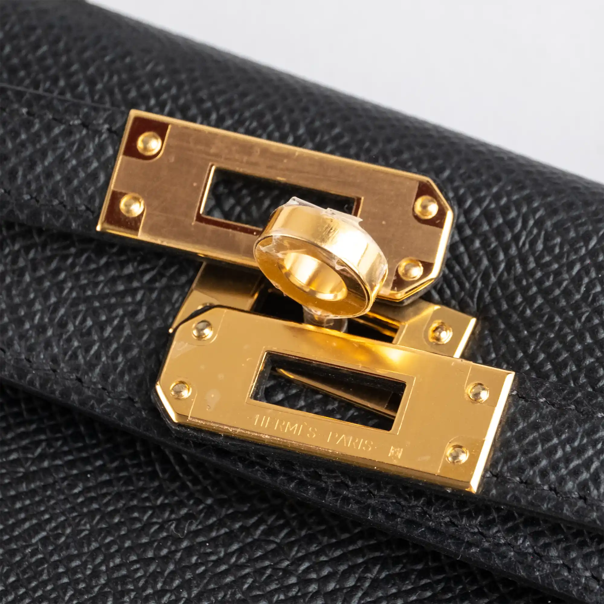 Hermes Mini Kelly II 20 Black Epsom Gold Hardware - Plaque