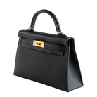 Hermes Mini Kelly II 20 Black Epsom Gold Hardware - Side 1