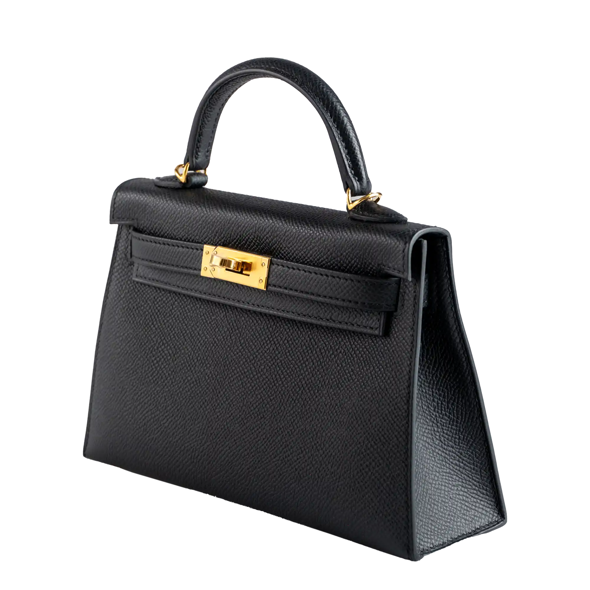 Hermes Mini Kelly II 20 Black Epsom Gold Hardware - Side 1
