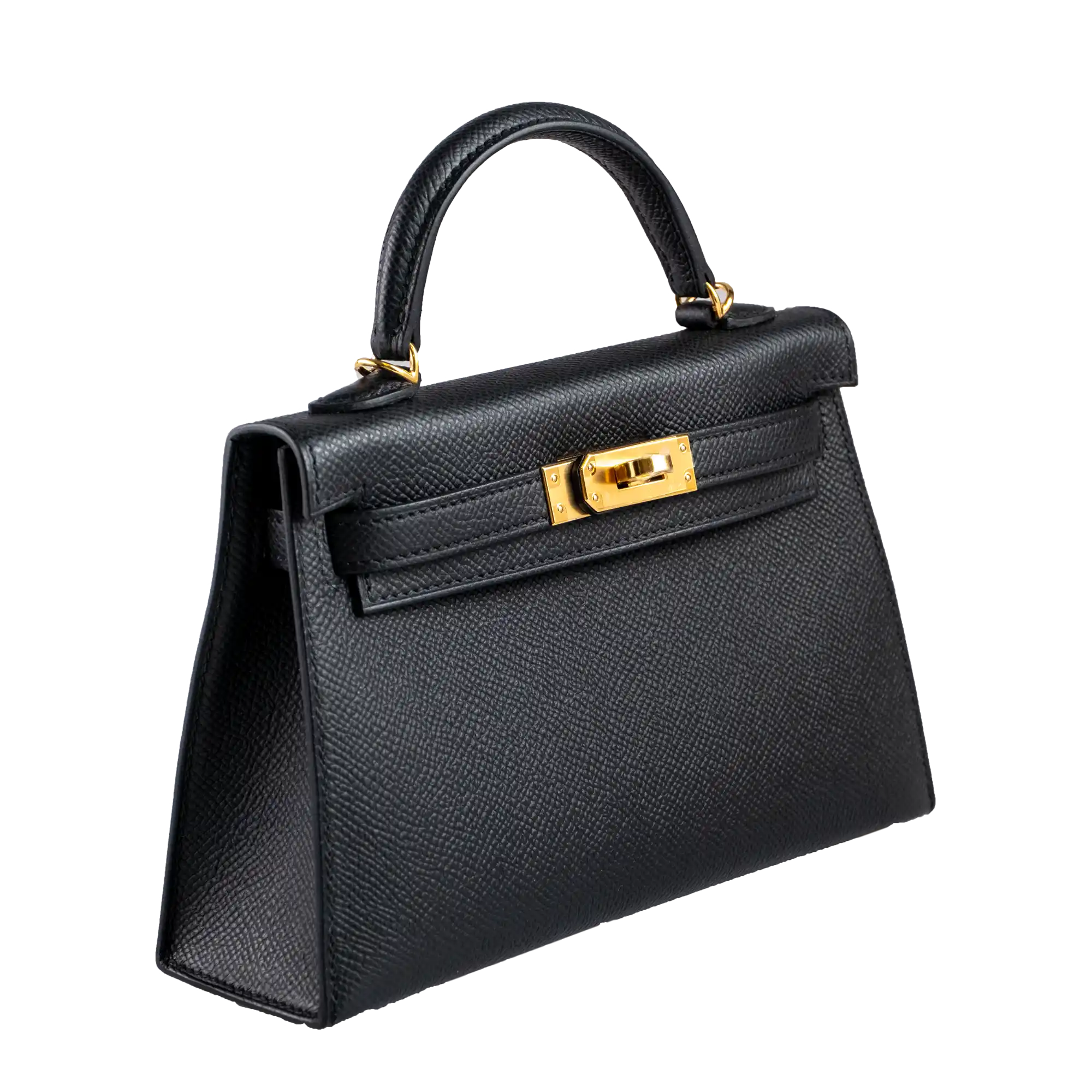 Hermes Mini Kelly II 20 Black Epsom Gold Hardware - Side 2