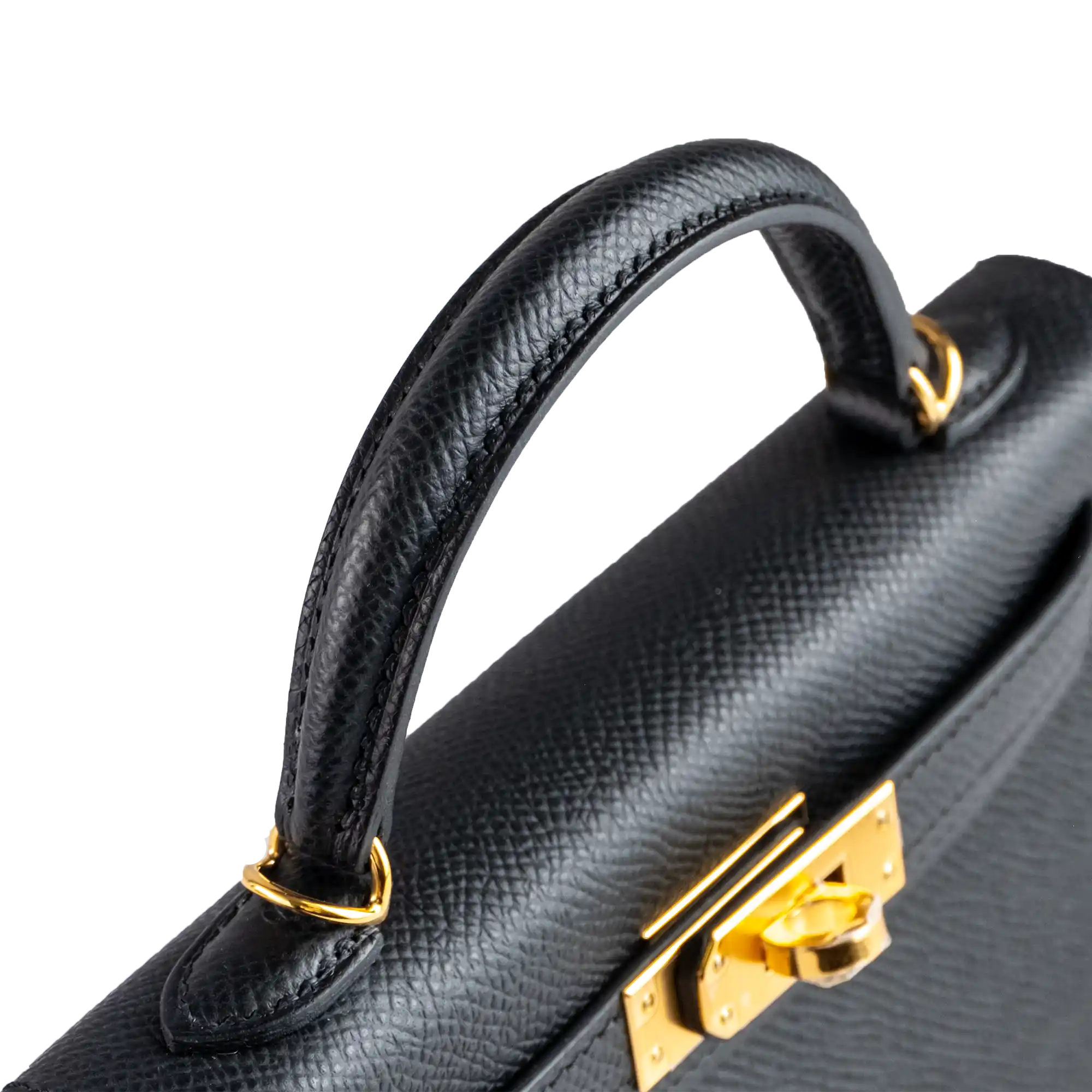 Hermes Mini Kelly II 20 Black Epsom Gold Hardware - Top 2