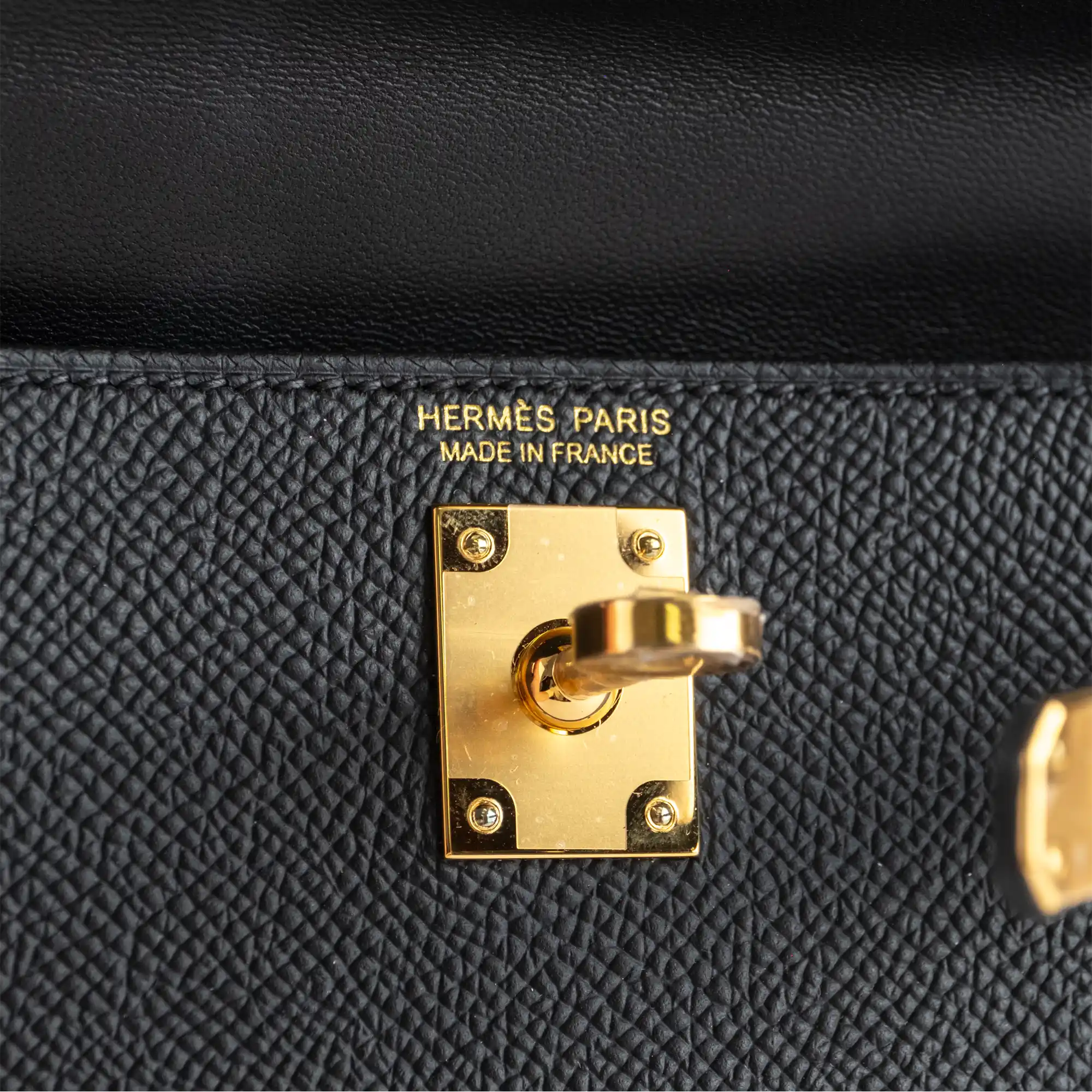 Hermes Mini Kelly II 20 Black Epsom Gold Hardware - Touret