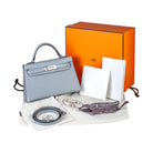 Hermes Mini Kelly II 20 Gris Pantin Epsom Palladium Hardware - Full set