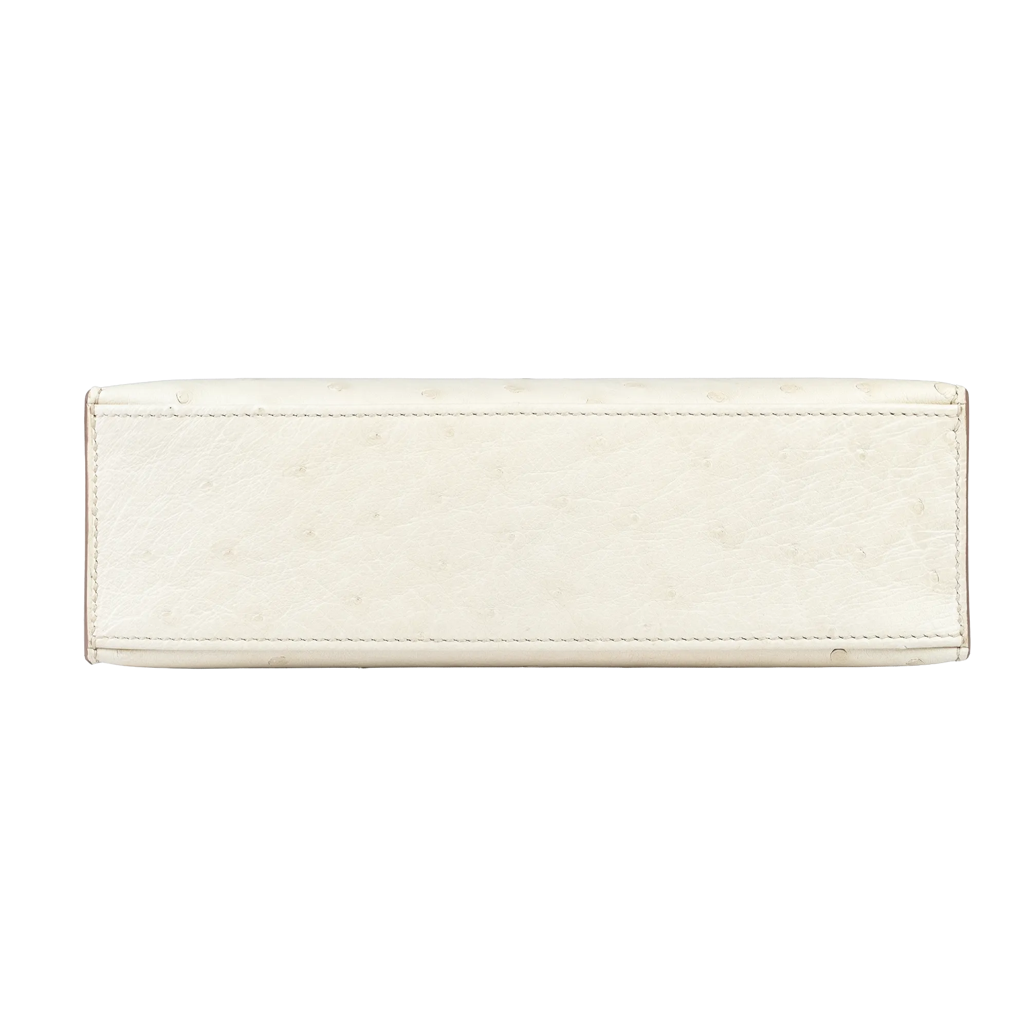 Hermes Mini Kelly Pochette Nata Ostrich White Palladium Hardware - Bottom