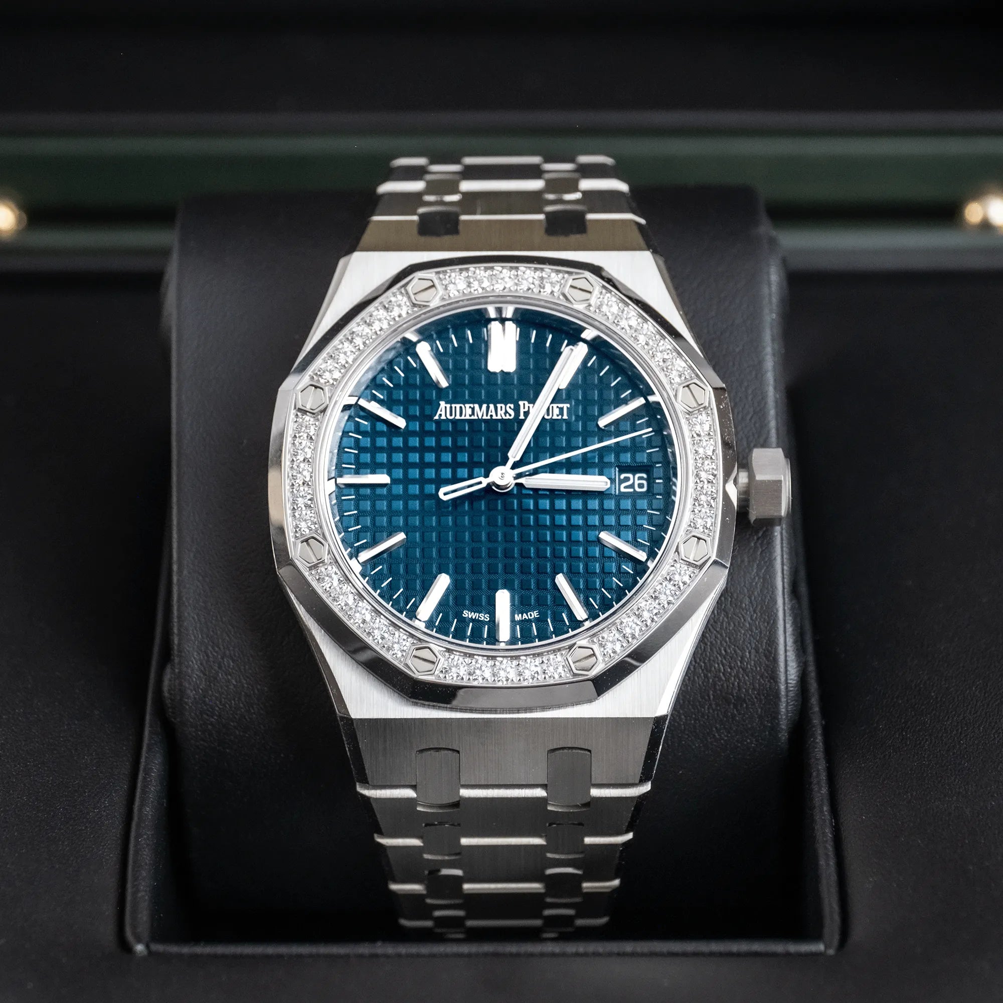 Audemars Piguet Royal Oak 15551ST Blue Dial Diamond Bezel 37mm