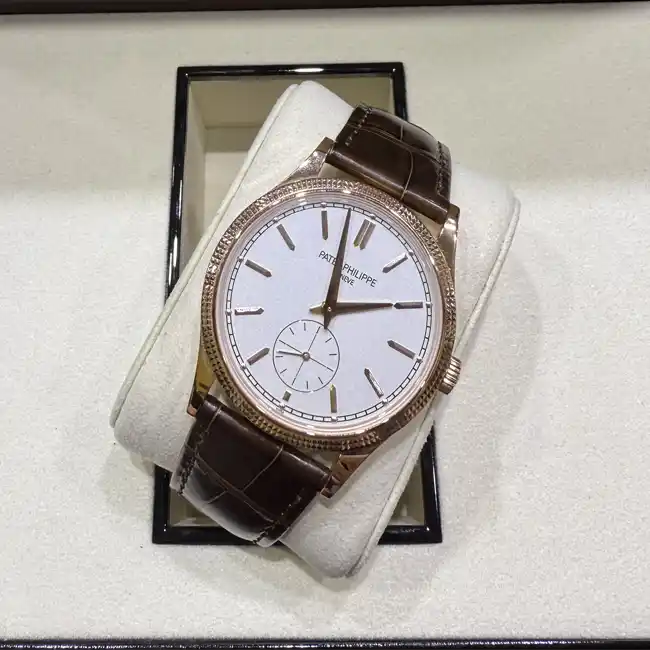 Patek Philippe Calatrava White Dial 6119R Brown Leather Strap – 2024 Pre-Owned - Top