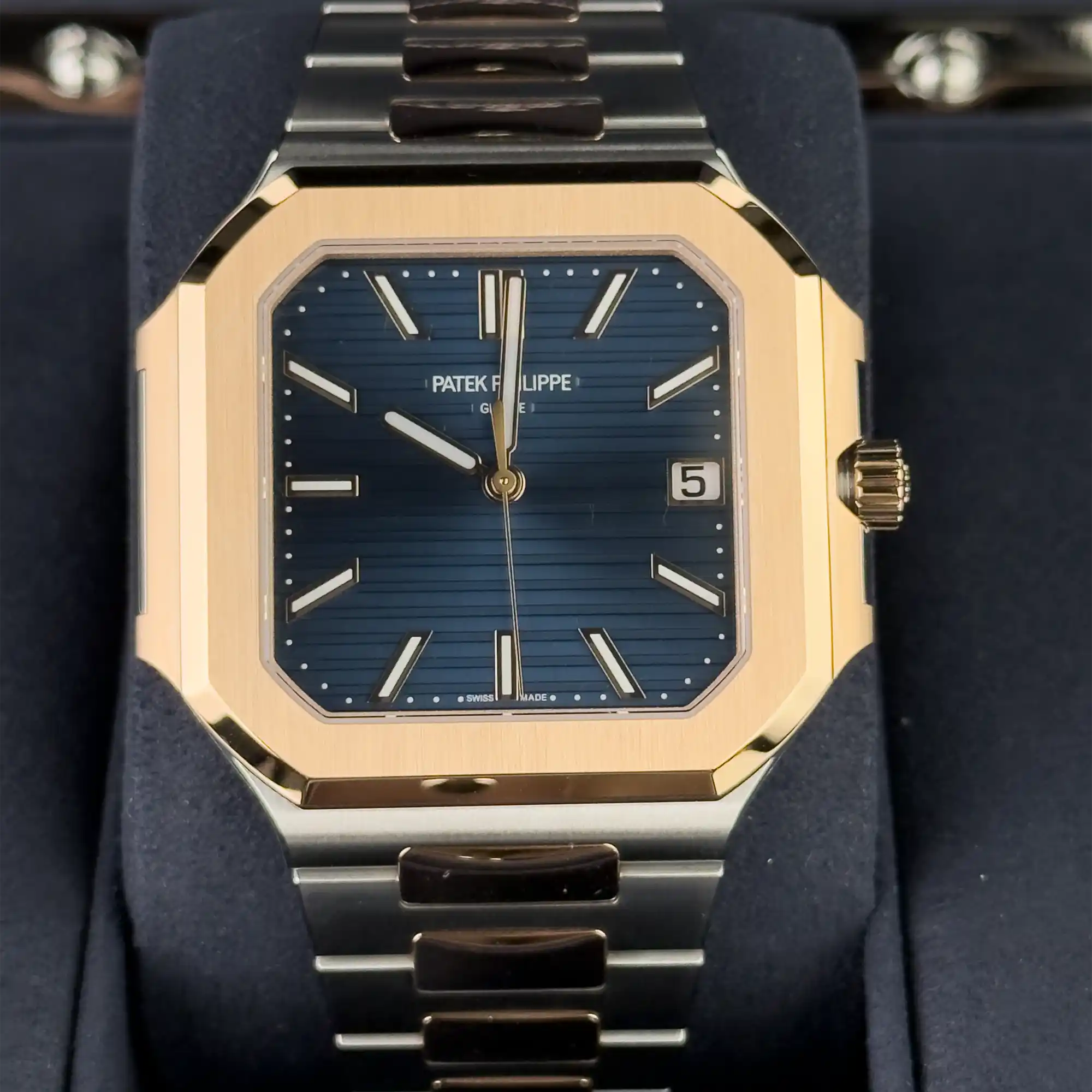 Patek Philippe Cubitus Sunburst Blue Dial 45 Stainless Steel Rose Gold 5821/1A-001 - front