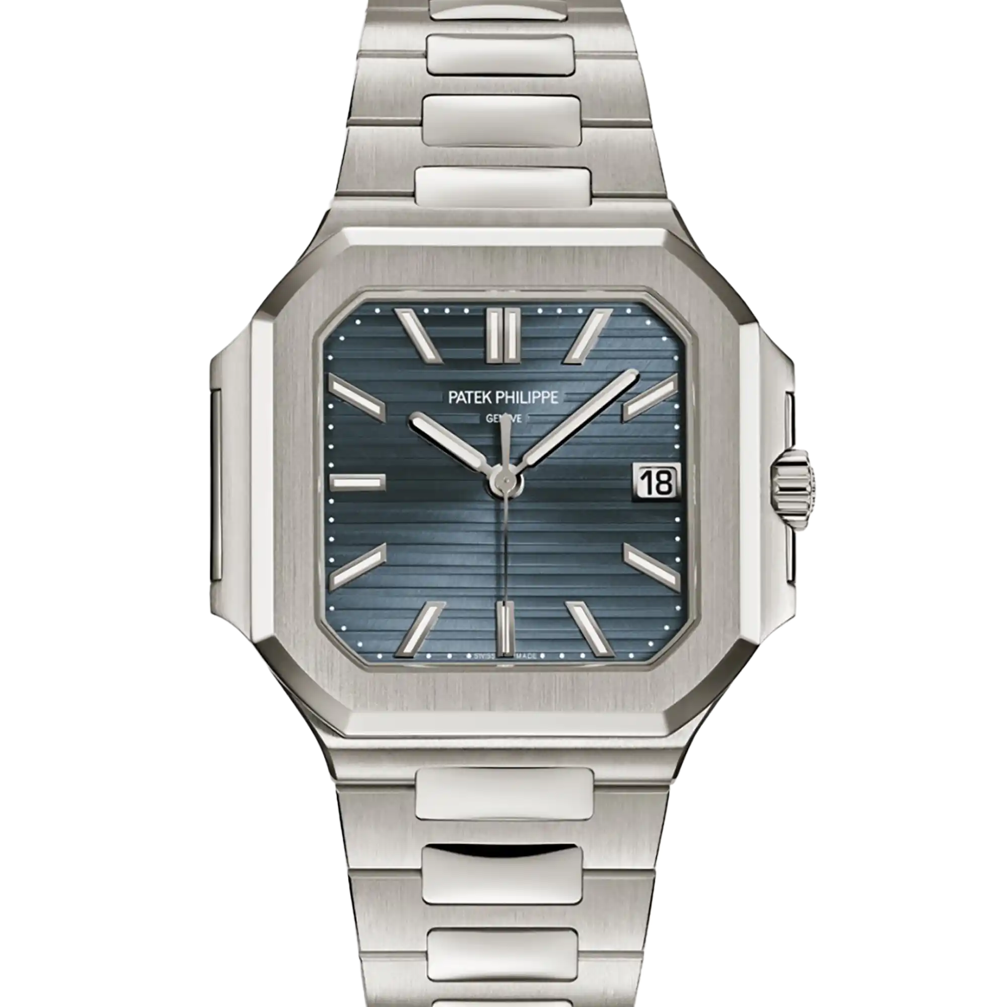  Patek Philippe Cubitus Sunburst Blue Gray Dial 40 White Gold 7128/1G