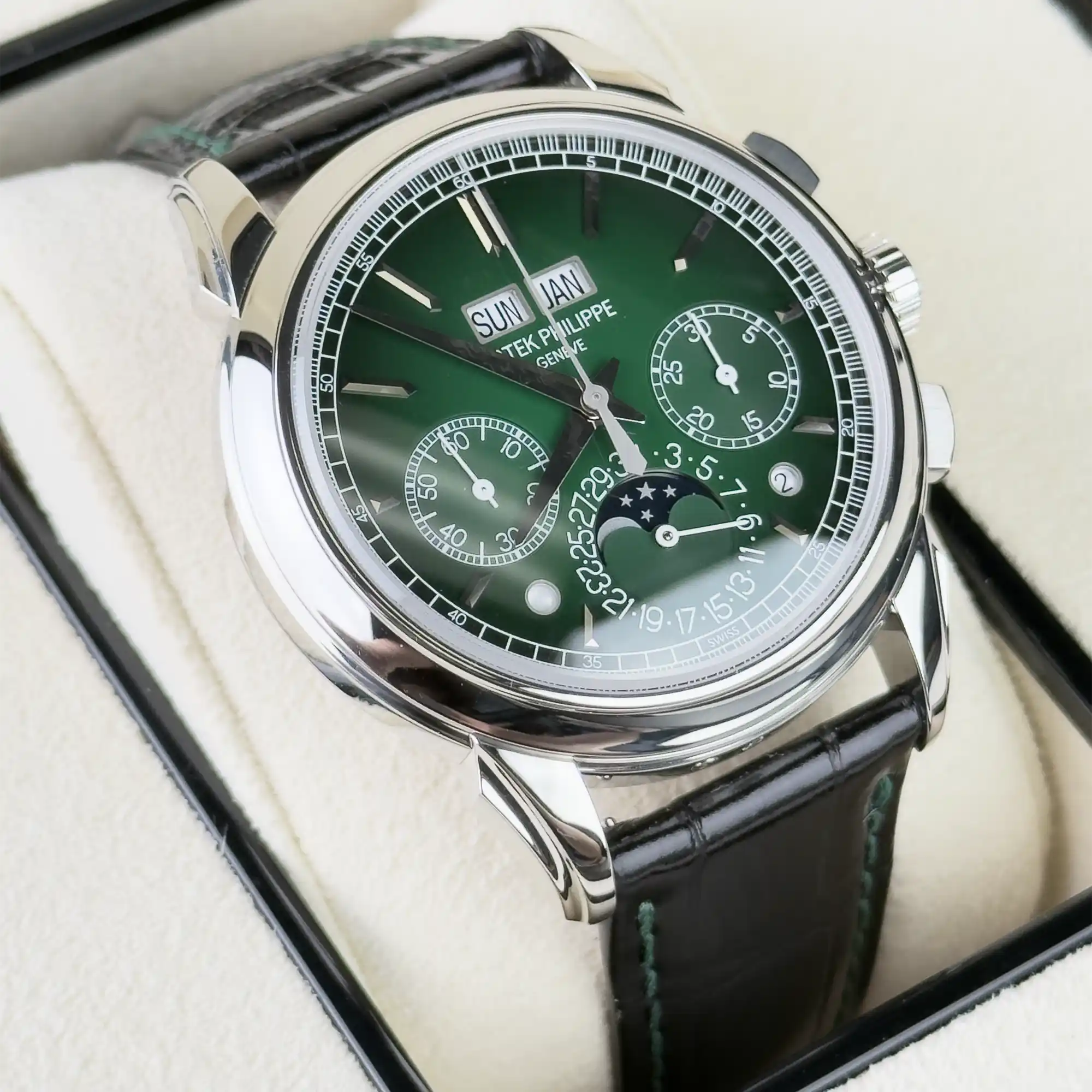 Patek Philippe Grand Comlications Green Dial Leather Strap 5270p-014 - Left