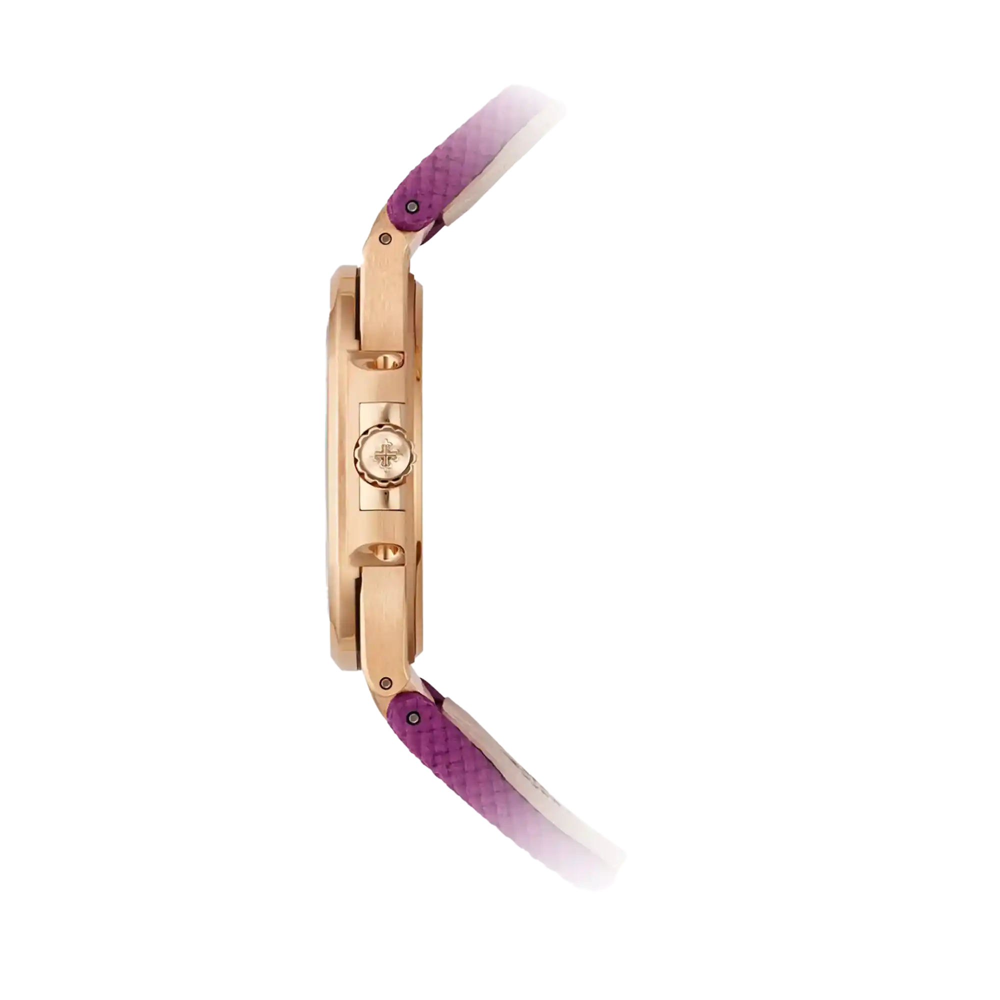 Patek Philippe Ladies Nautilus Purple Dial Rose Gold 32mm 7010R - Crown