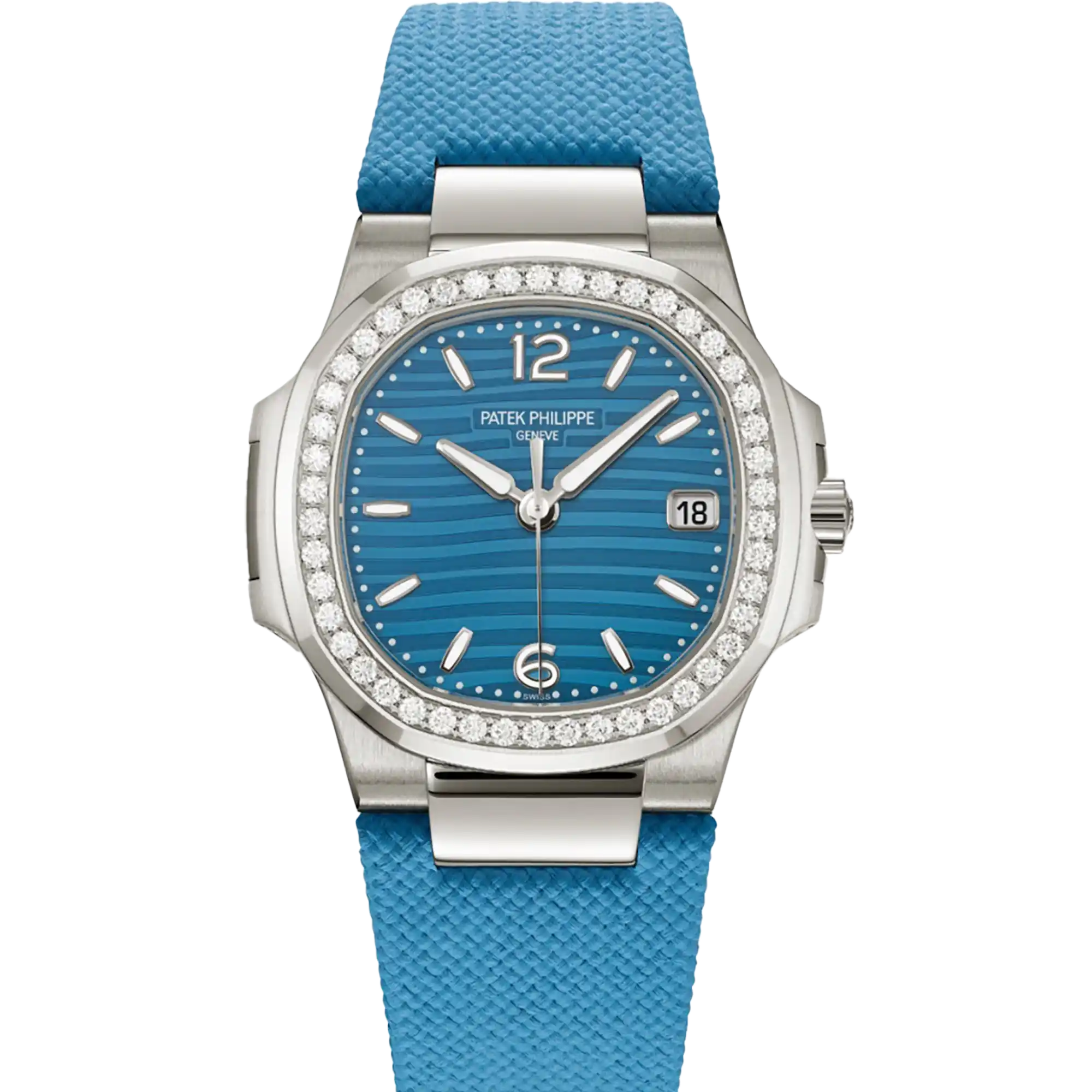 Patek Philippe Nautilus Azure Blue Dial White Gold 32mm 7010G