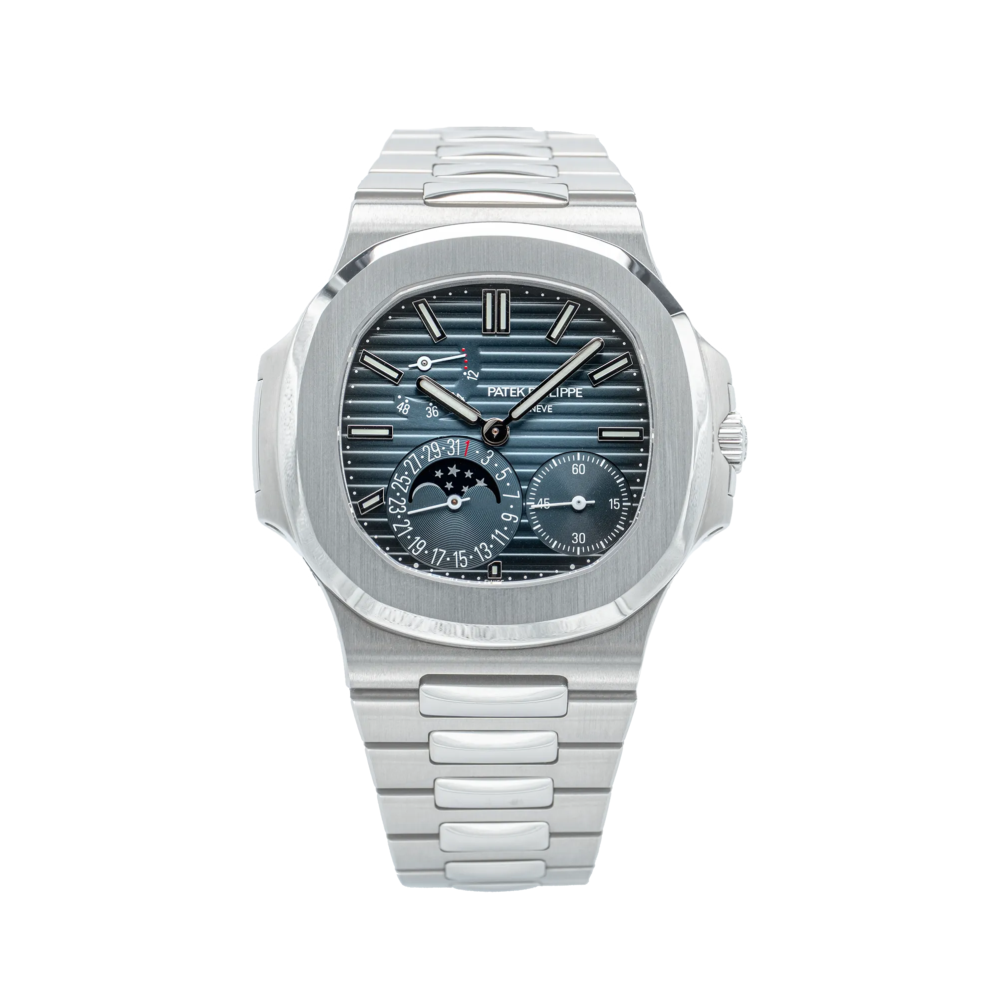 Patek Philippe Nautilus Blue Dial Steel 5712/1A - Pre-owned - Front